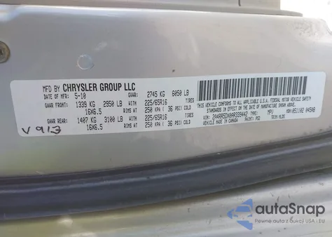 2010 Chrysler Town & Country Touring from USA, damaged, VIN 2A4RR5DX0AR339442